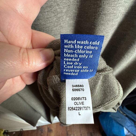 Apt 9 Women's Large Olive Green Sharkbite Hem Top Criss-Cross Elbow Sleeves - Picture 8 of 8